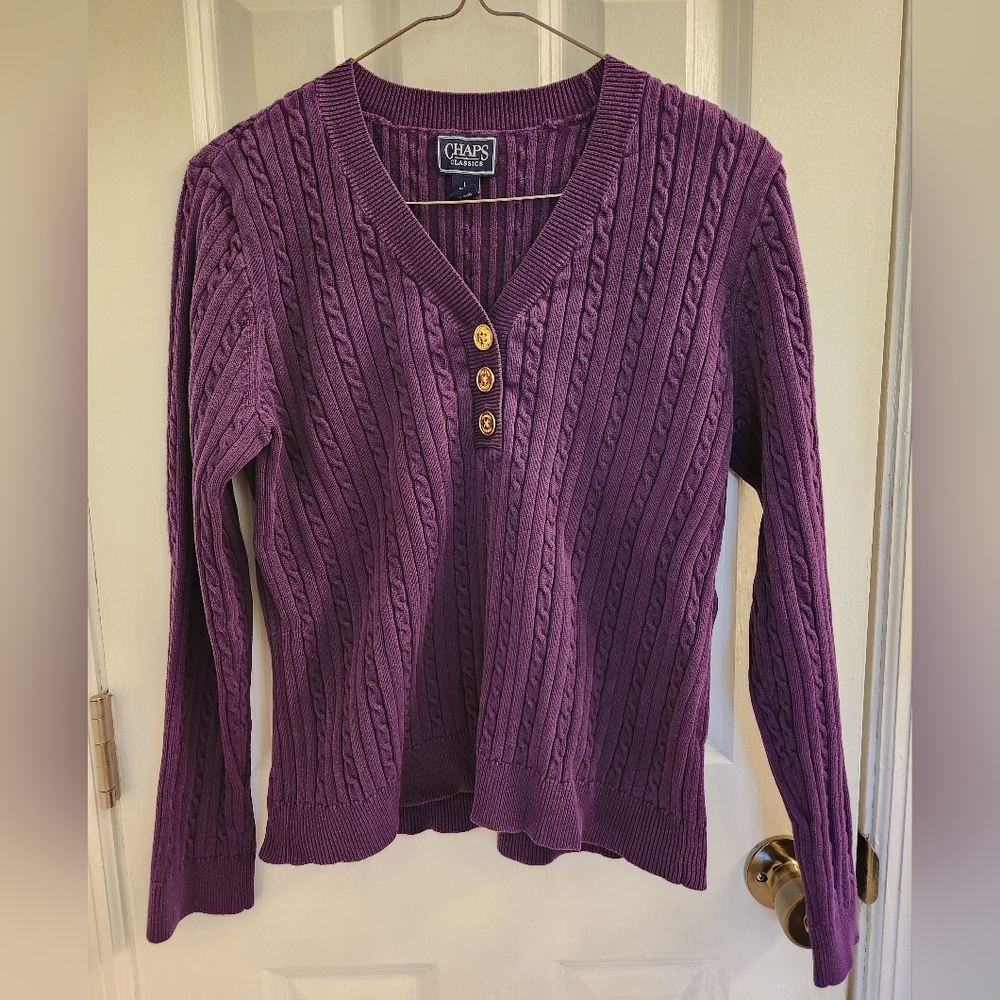Chaps Purple V-Neck Sweater